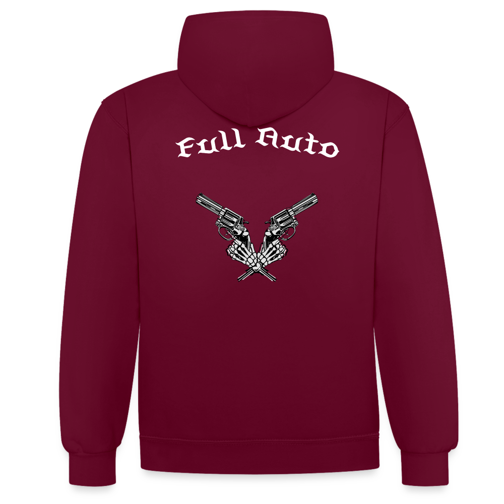 Contrast Colour Hoodie - 3 - burgundy/charcoal