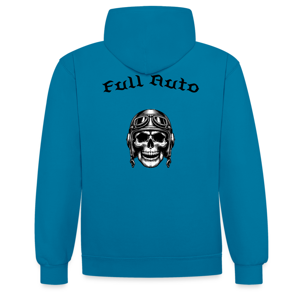 Contrast Colour Hoodie - 8 - peacock blue/heather grey