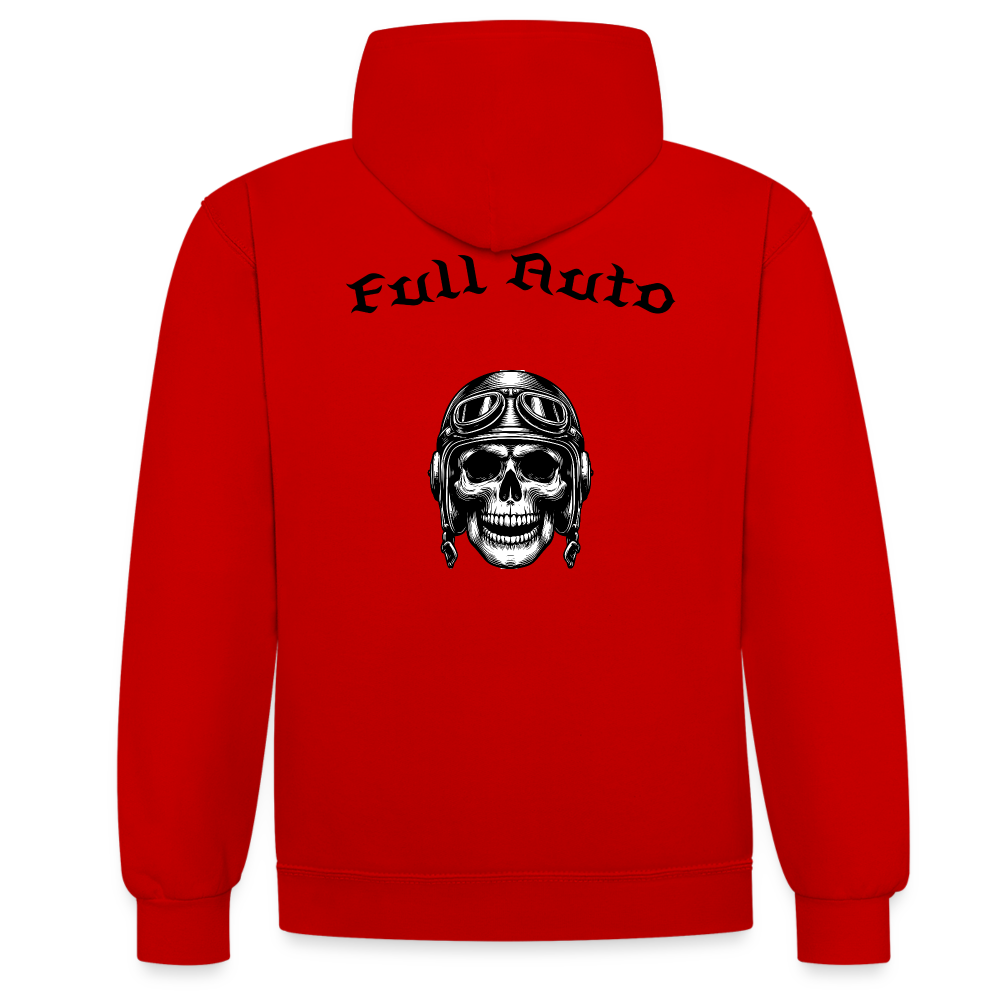 Contrast Colour Hoodie - 8 - red/white