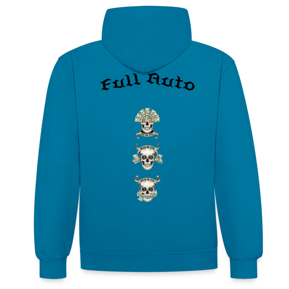Contrast Colour Hoodie - 5 - peacock blue/heather grey