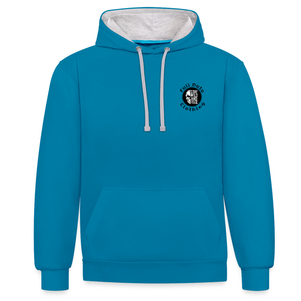 Contrast Colour Hoodie - 15 - peacock blue/heather grey