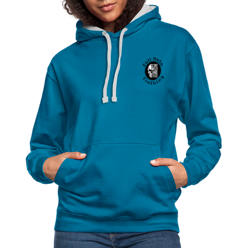 Contrast Colour Hoodie - 15 - peacock blue/heather grey