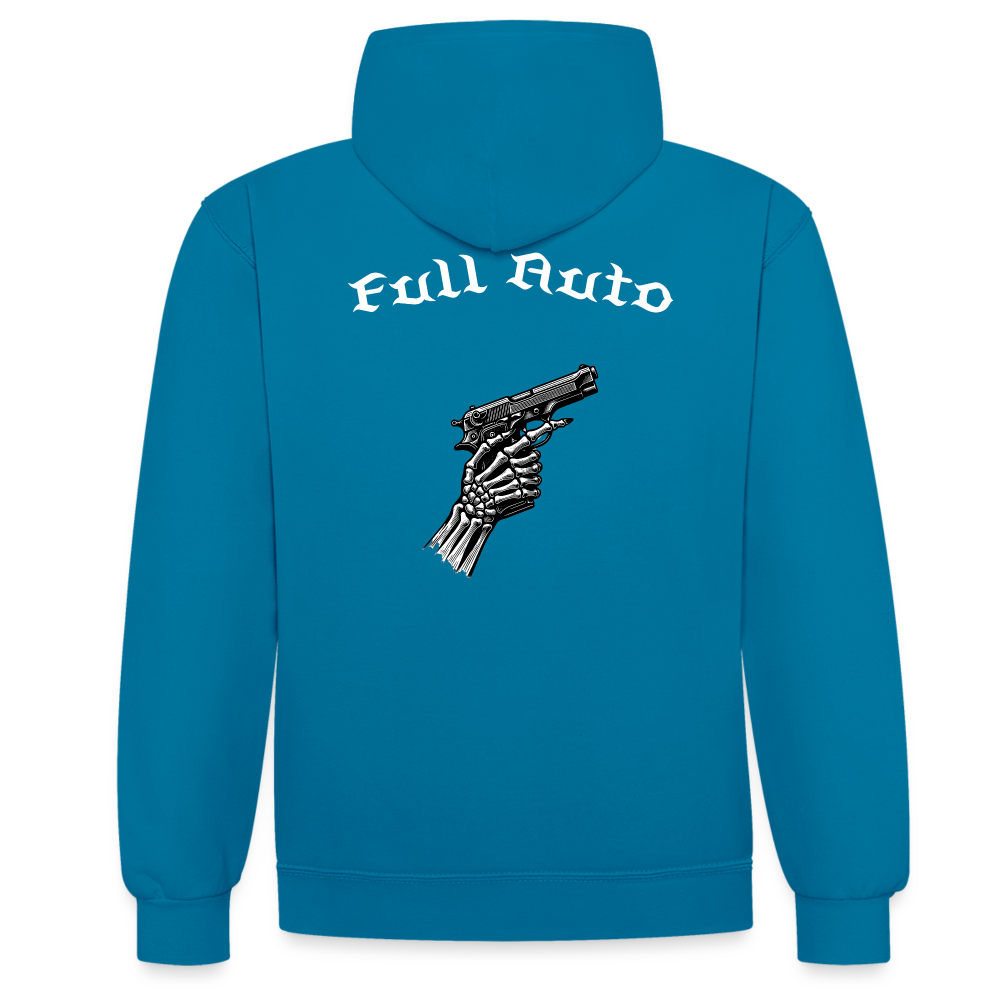 Contrast Colour Hoodie - 6 - peacock blue/heather grey
