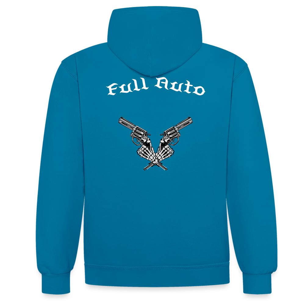 Contrast Colour Hoodie - 3 - peacock blue/heather grey