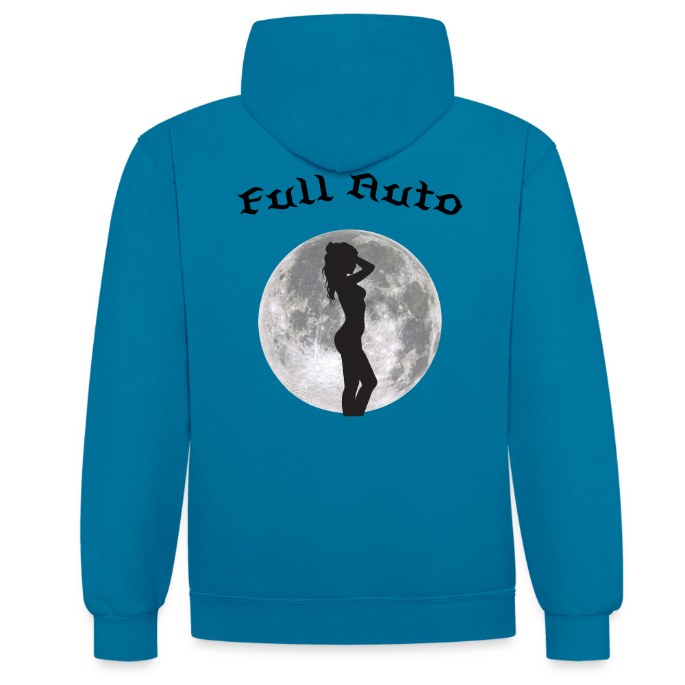 Contrast Colour Hoodie - 7 - peacock blue/heather grey