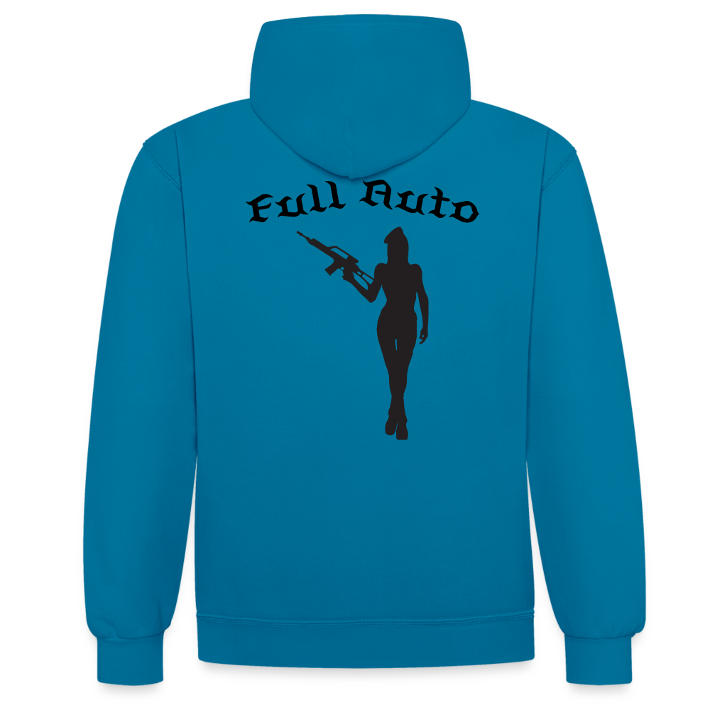 Contrast Colour Hoodie - 15 - peacock blue/heather grey