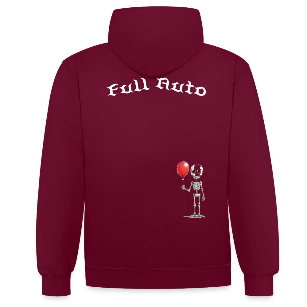 Contrast Colour Hoodie - 9 - burgundy/charcoal