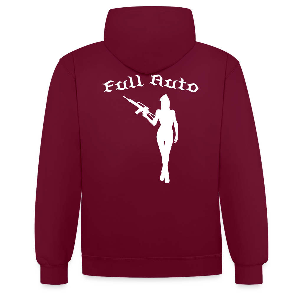 Contrast Colour Hoodie - 15 - burgundy/charcoal