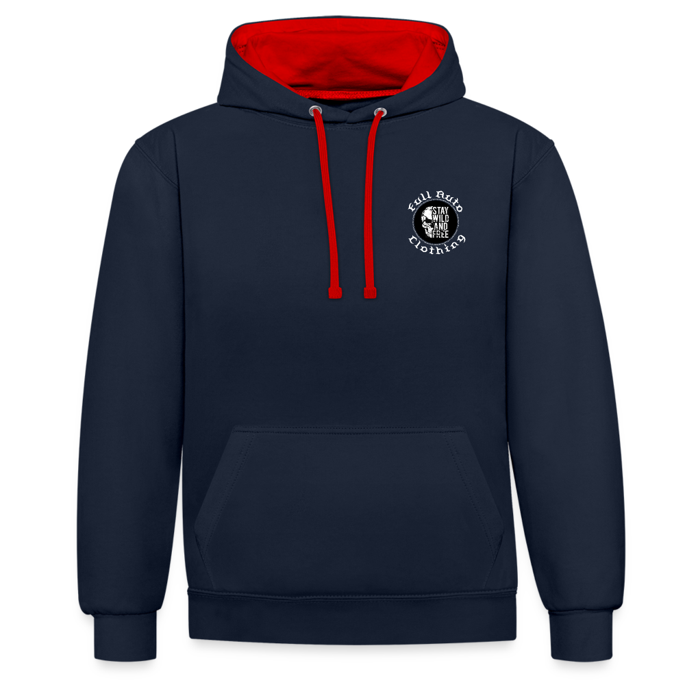 Contrast Colour Hoodie - 2 - navy/red