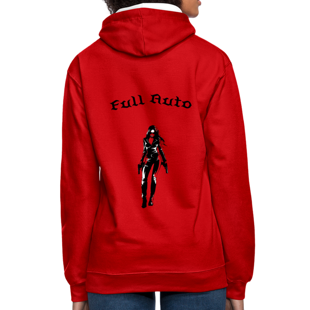 Contrast Colour Hoodie - 4 - red/white