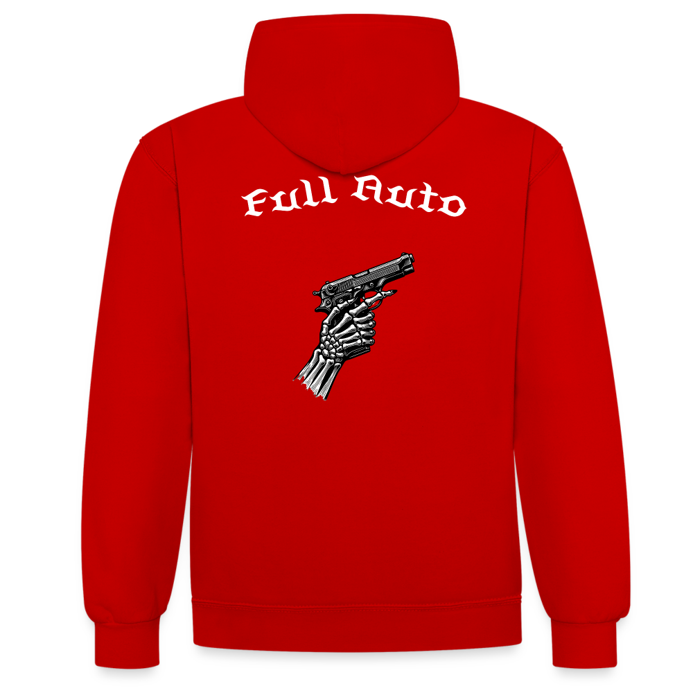 Contrast Colour Hoodie - 6 - red/white