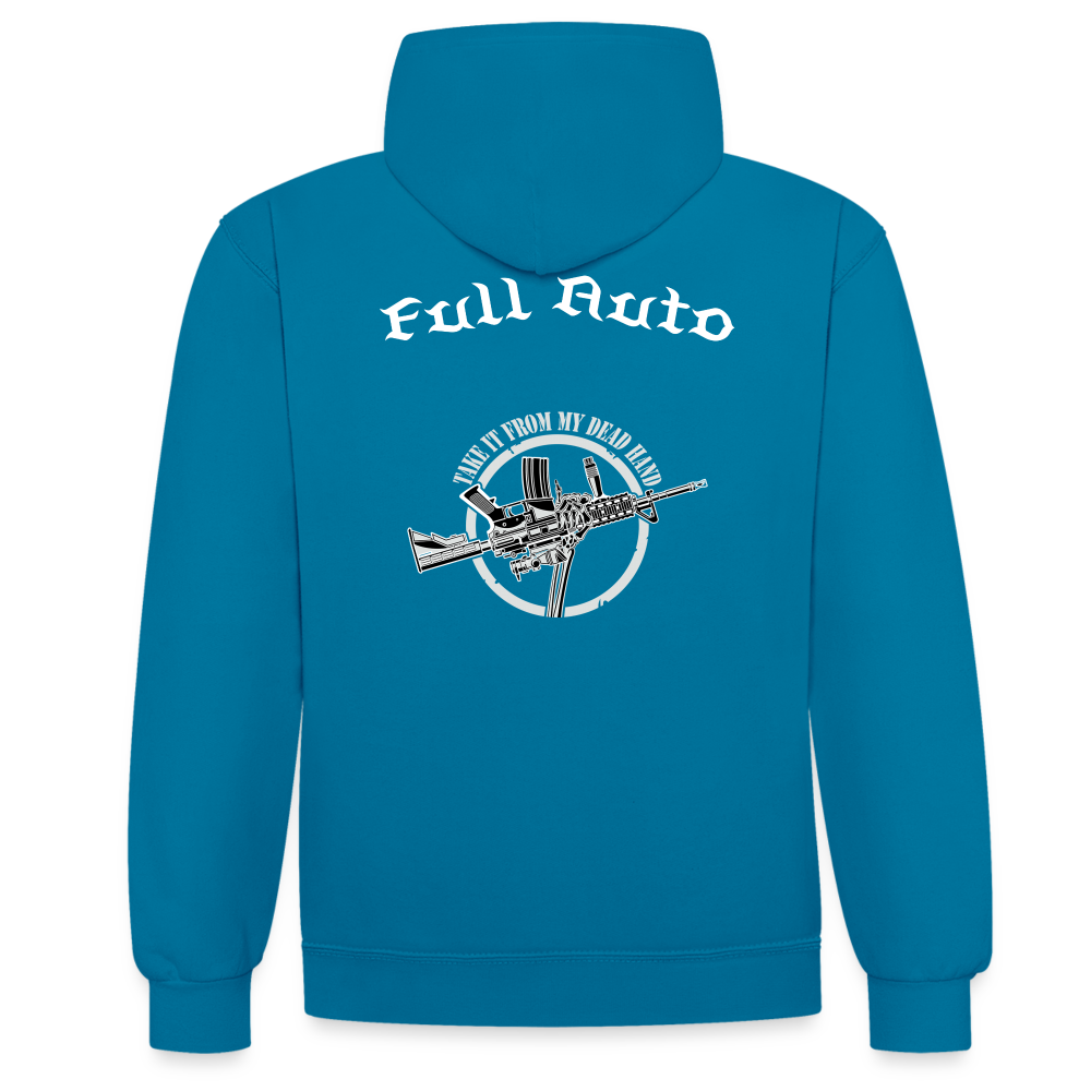 Contrast Colour Hoodie - 12 - peacock blue/heather grey