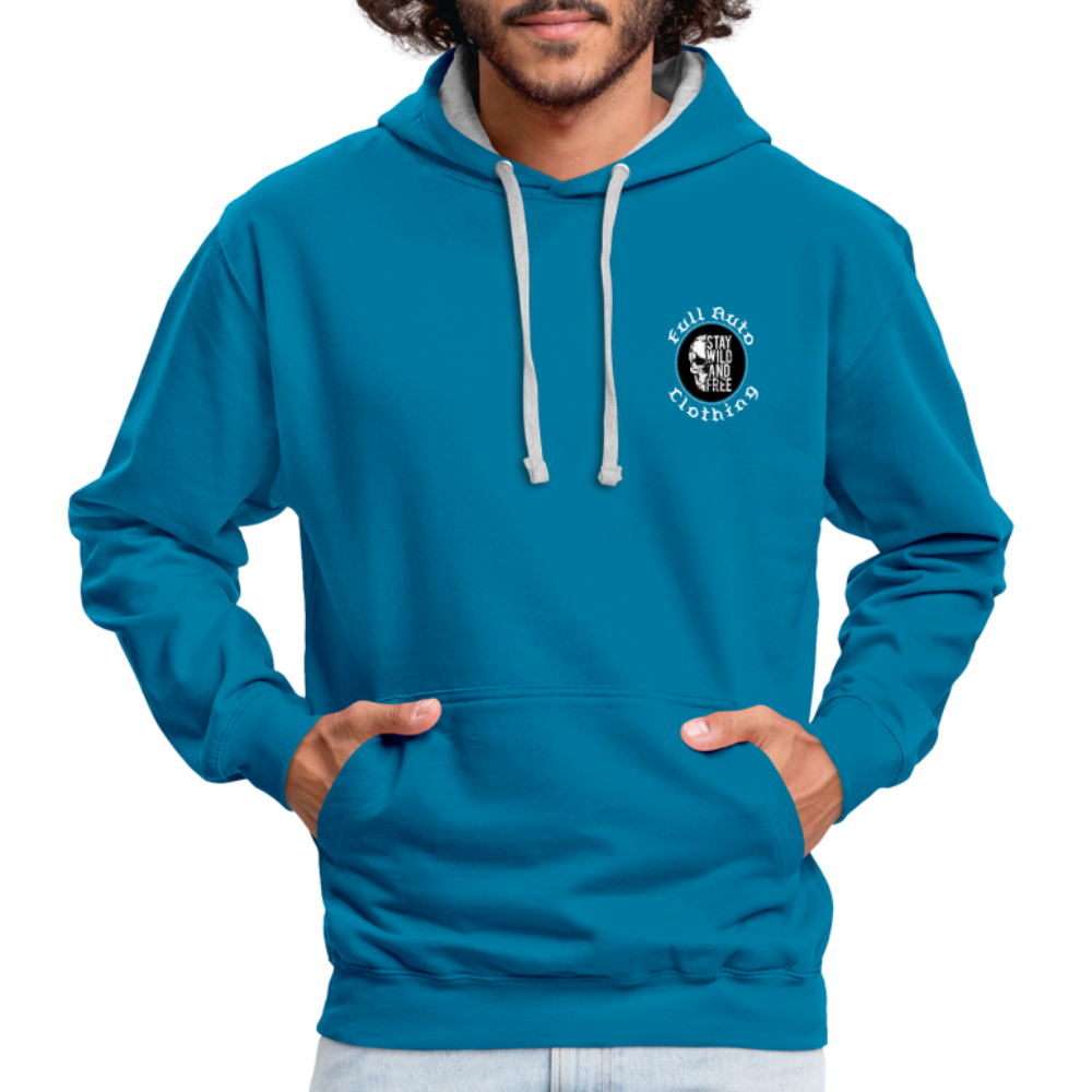 Contrast Colour Hoodie - 10 - peacock blue/heather grey