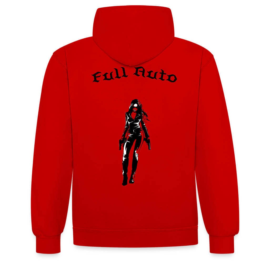 Contrast Colour Hoodie - 4 - red/white