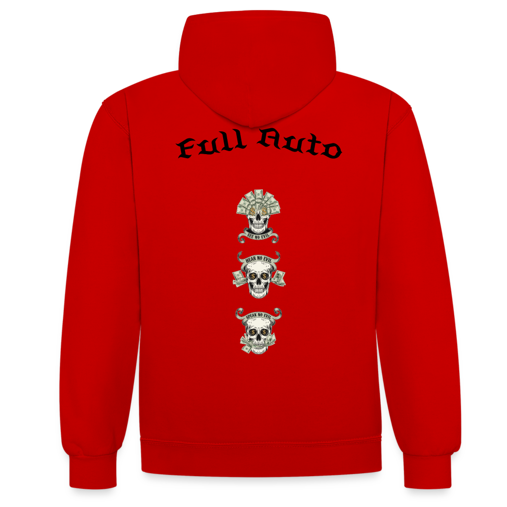 Contrast Colour Hoodie - 5 - red/white