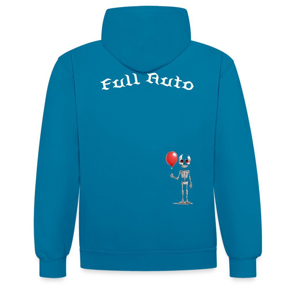 Contrast Colour Hoodie - 9 - peacock blue/heather grey