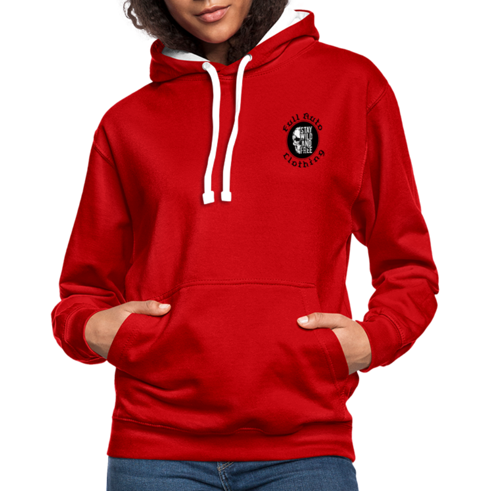 Contrast Colour Hoodie - 8 - red/white