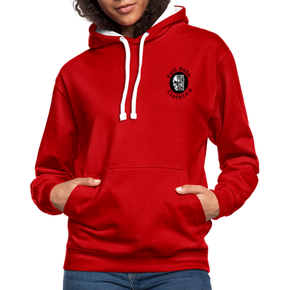 Contrast Colour Hoodie - 8 - red/white