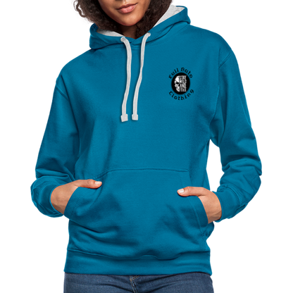 Contrast Colour Hoodie - 6 - peacock blue/heather grey