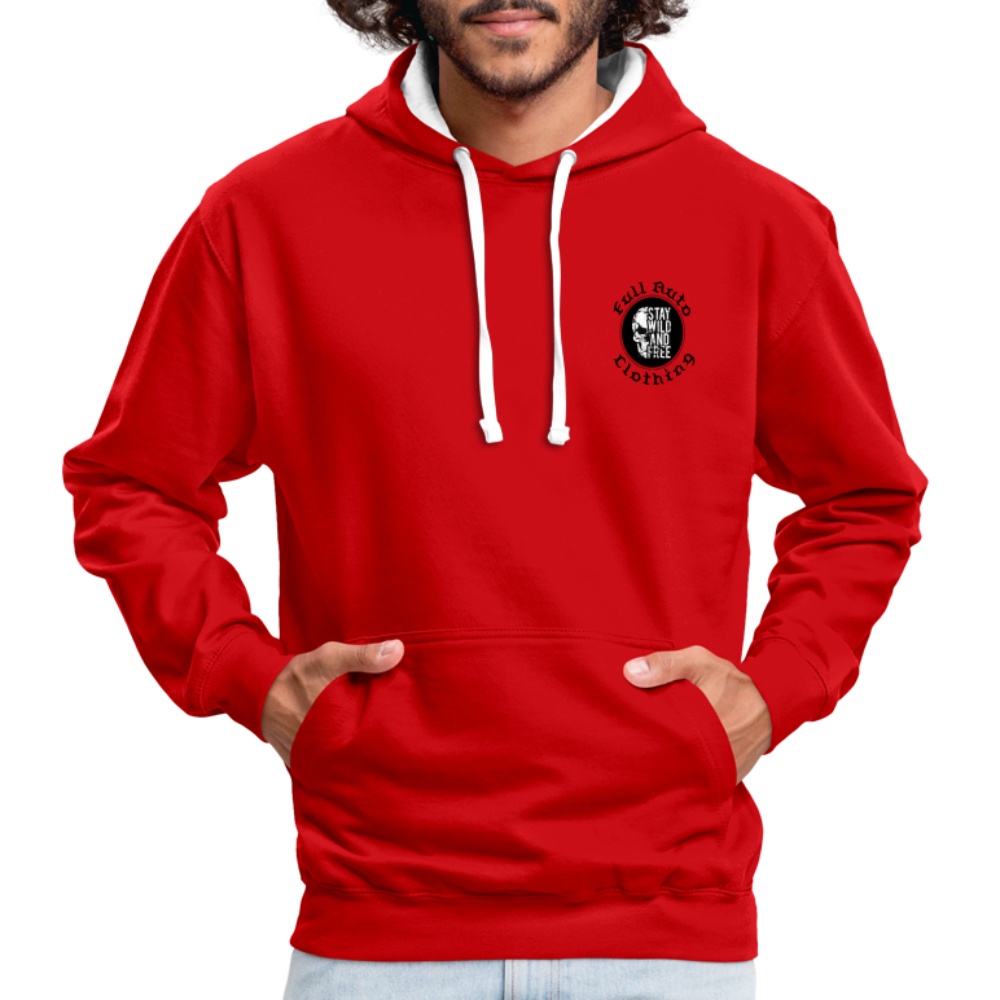 Contrast Colour Hoodie - 15 - red/white