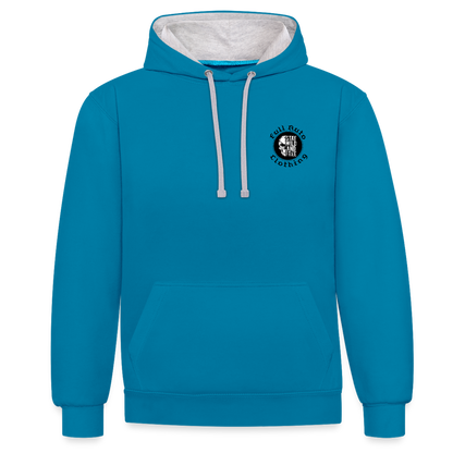 Contrast Colour Hoodie - 2 - peacock blue/heather grey