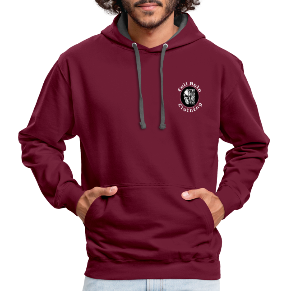 Contrast Colour Hoodie - 5 - burgundy/charcoal