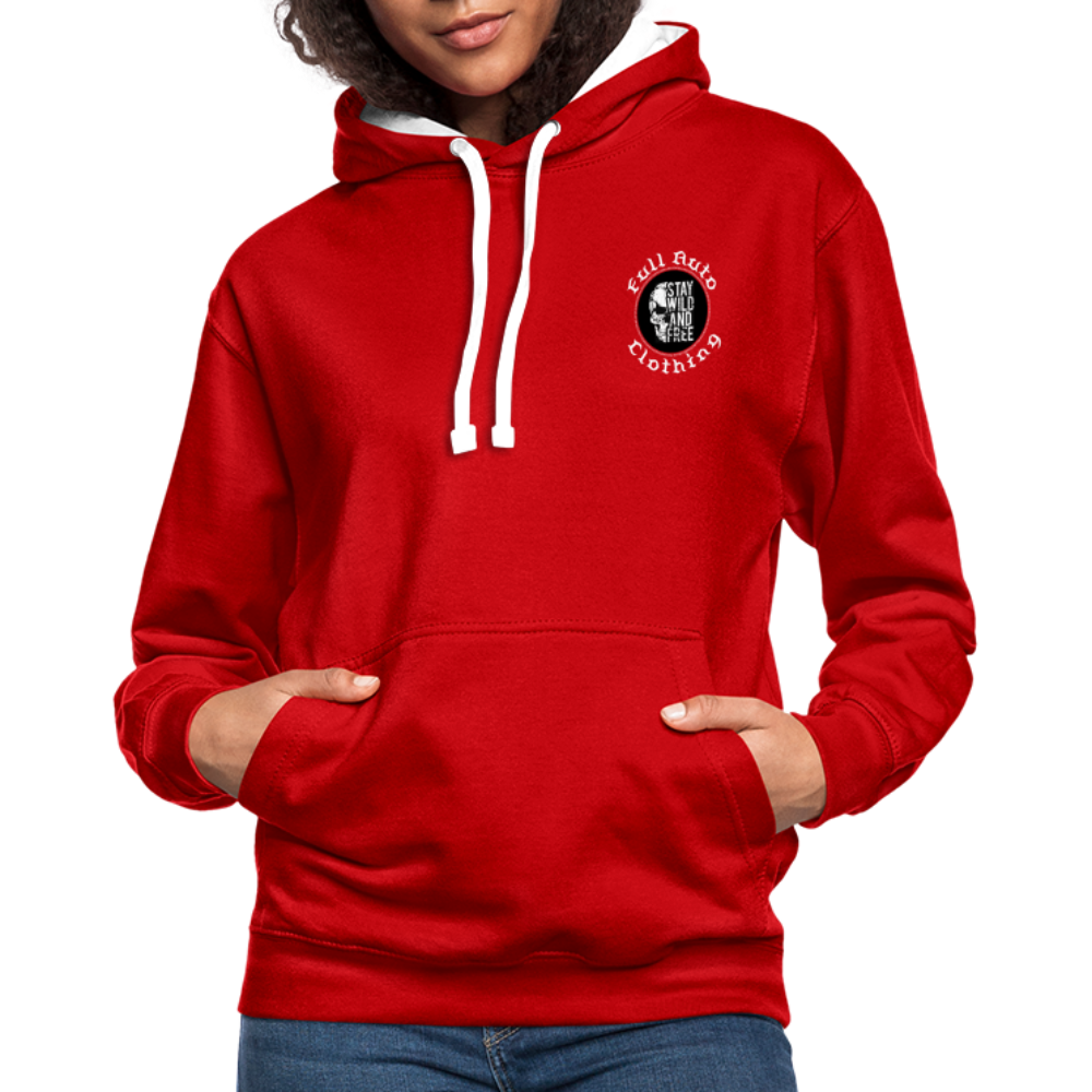 Contrast Colour Hoodie - 6 - red/white