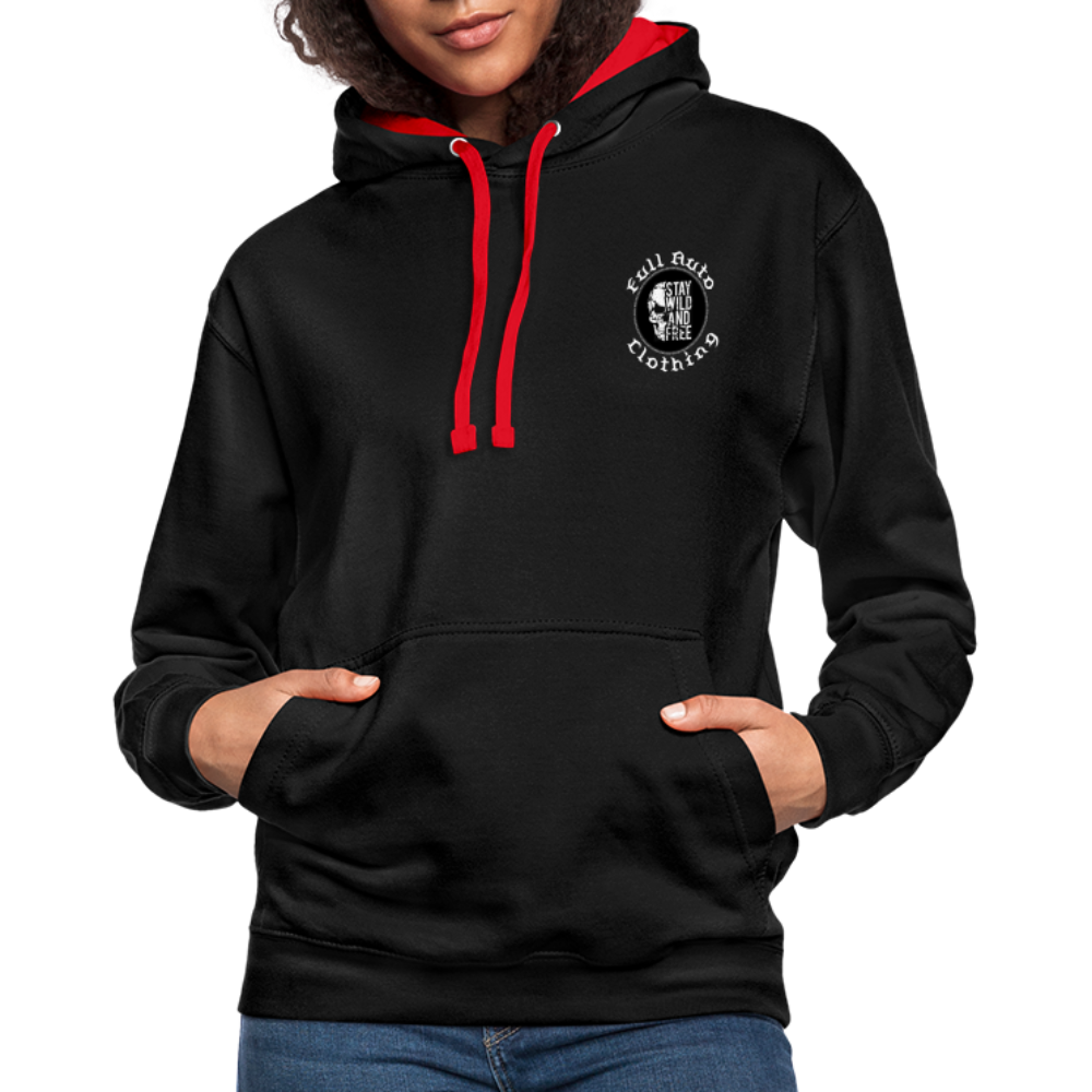 Contrast Colour Hoodie - black/red