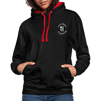 Contrast Colour Hoodie - black/red