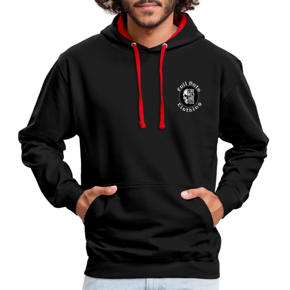 Contrast Colour Hoodie - 11 - black/red