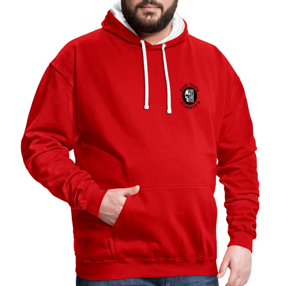 Contrast Colour Hoodie - 2 - red/white