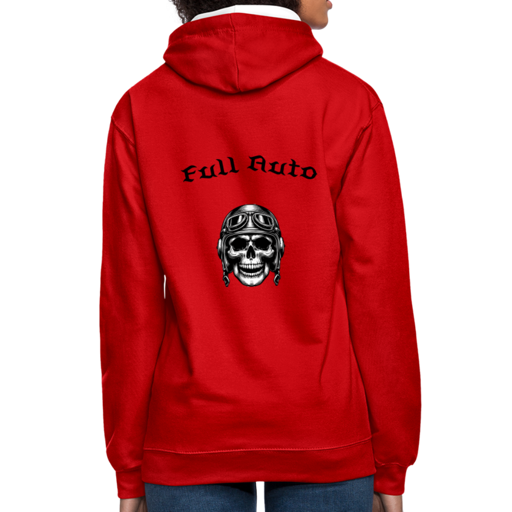 Contrast Colour Hoodie - 8 - red/white