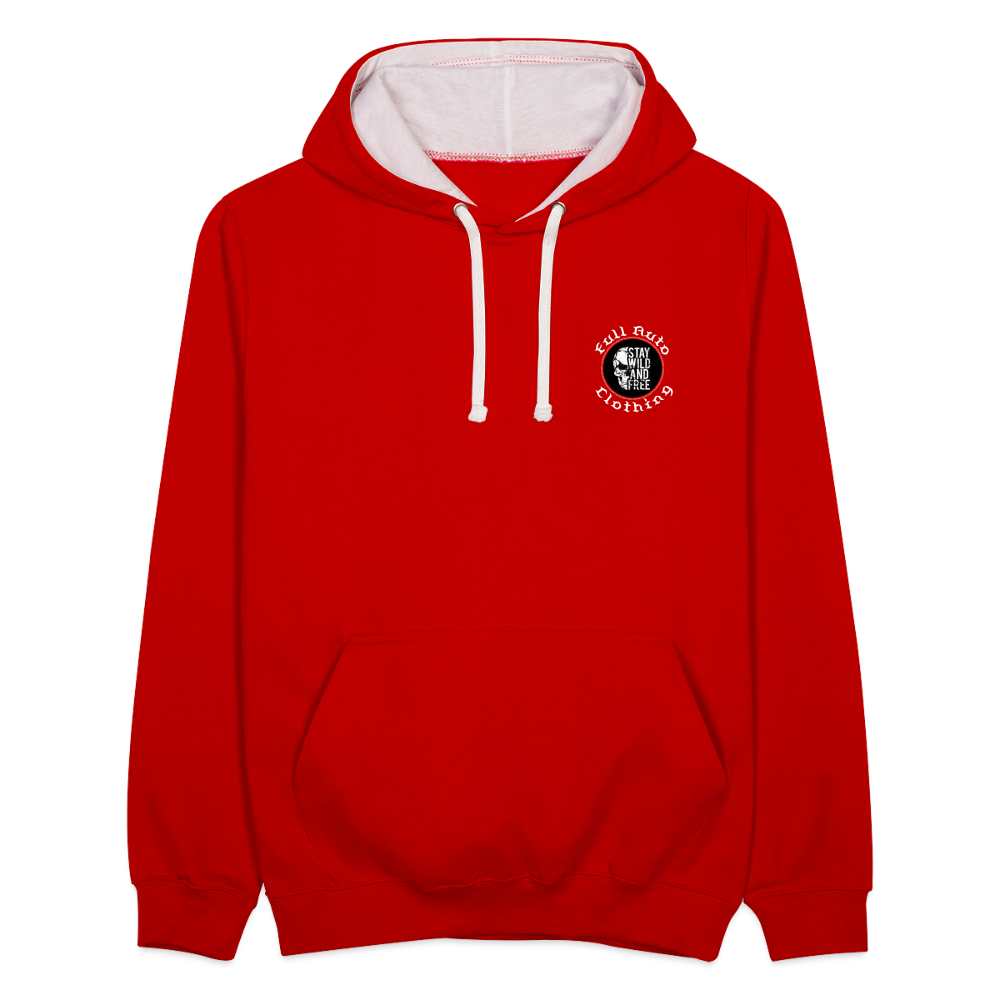 Contrast Colour Hoodie - red/white