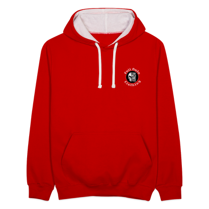 Contrast Colour Hoodie - red/white