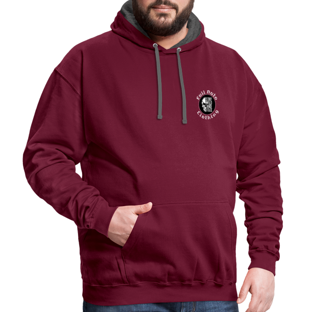 Contrast Colour Hoodie - 3 - burgundy/charcoal