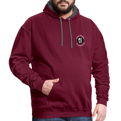 Contrast Colour Hoodie - 3 - burgundy/charcoal