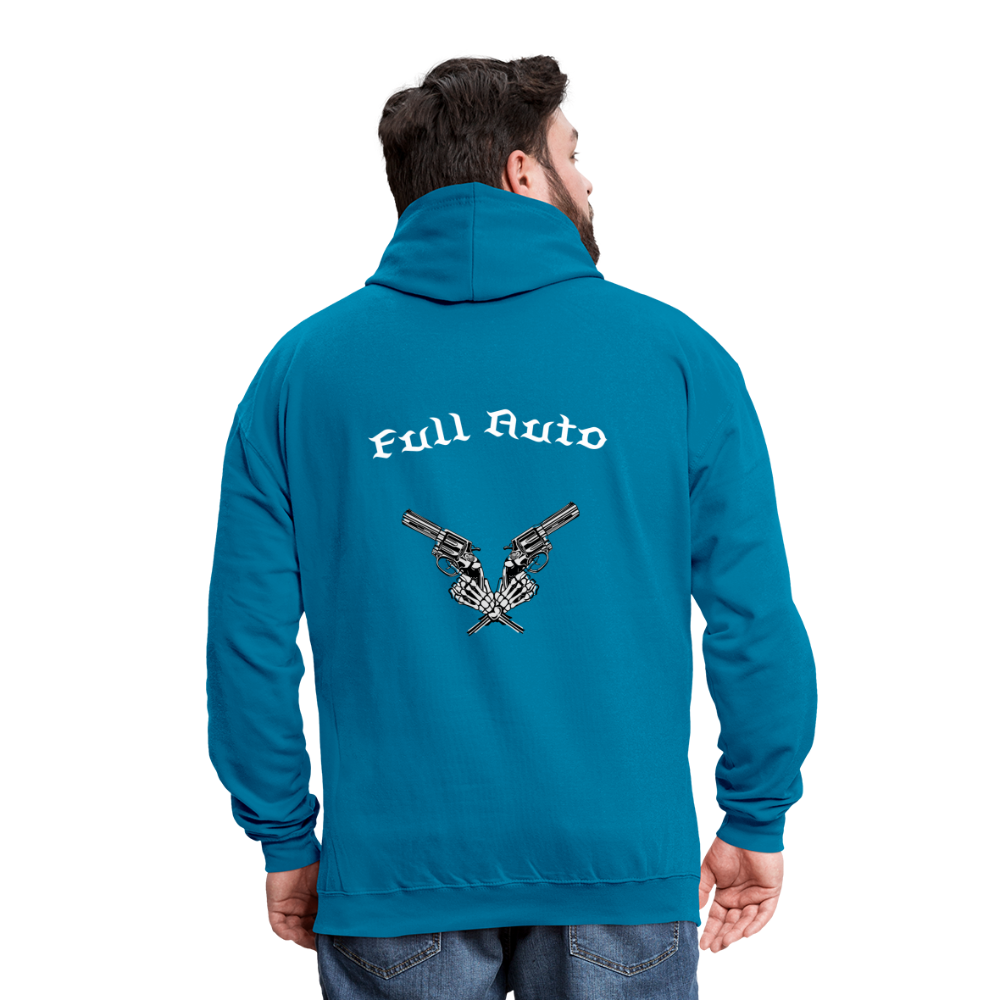 Contrast Colour Hoodie - 3 - peacock blue/heather grey