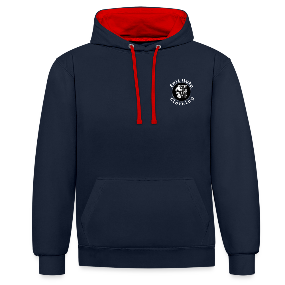 Contrast Colour Hoodie - 3 - navy/red