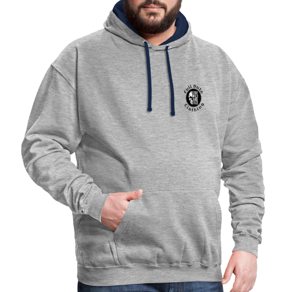 Contrast Colour Hoodie - 2 - heather grey/navy