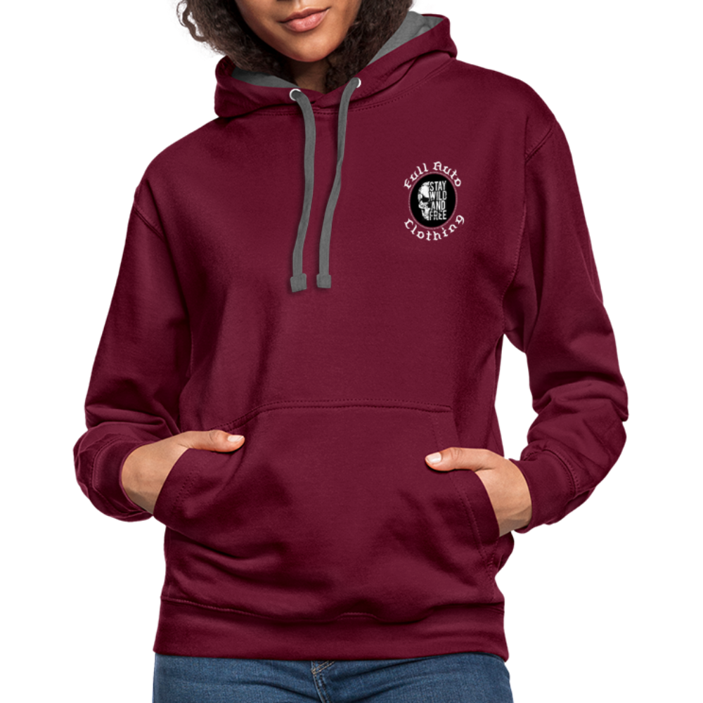 Contrast Colour Hoodie - 13 - burgundy/charcoal