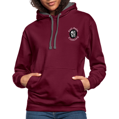 Contrast Colour Hoodie - 13 - burgundy/charcoal