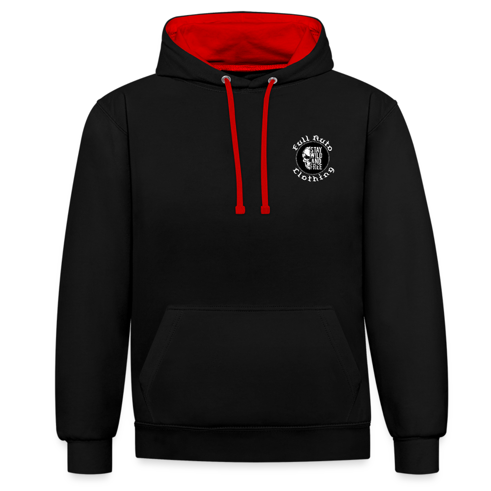 Contrast Colour Hoodie - 11 - black/red