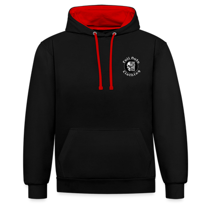 Contrast Colour Hoodie - 11 - black/red