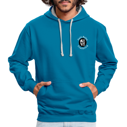 Contrast Colour Hoodie - 2 - peacock blue/heather grey