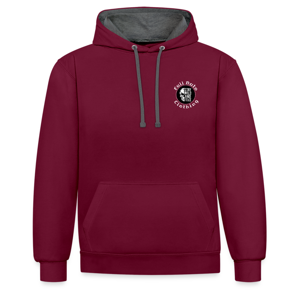 Contrast Colour Hoodie - 2 - burgundy/charcoal