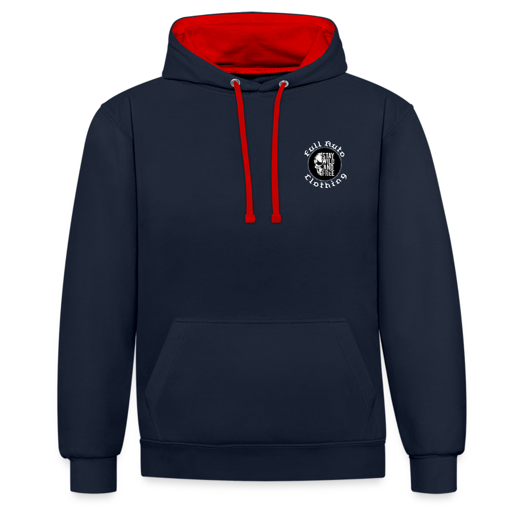 Contrast Colour Hoodie - navy/red