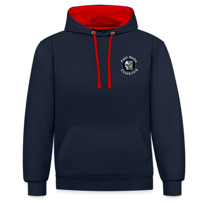 Contrast Colour Hoodie - navy/red