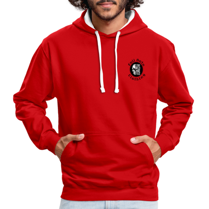 Contrast Colour Hoodie - 9 - red/white