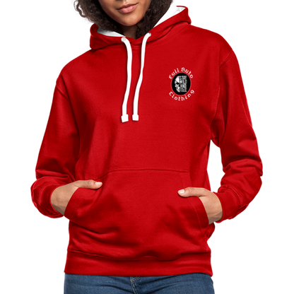 Contrast Colour Hoodie - 14 - red/white