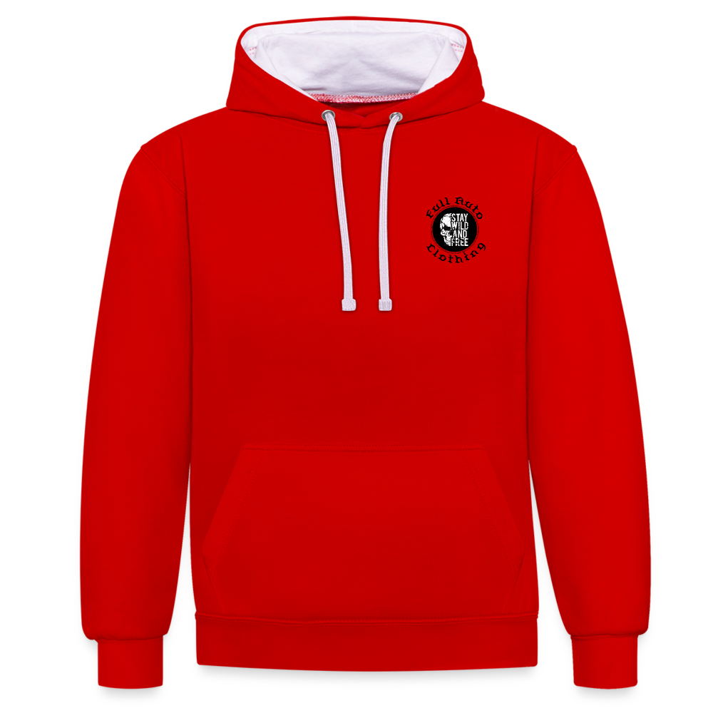 Contrast Colour Hoodie - 8 - red/white